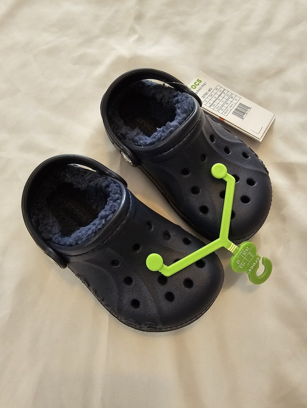 CROCS Toddler Navy Blue Fleece-Lined Clogs - C8